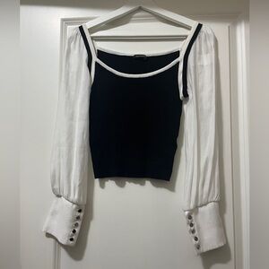 Elegant Women's Black and White Blouse